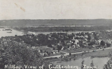 Hilltop View of Historic Guttenberg Iowa White Border Vintage Post Card picture