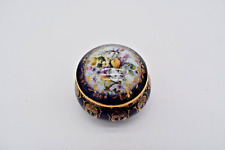 Limoges Small Round Trinket Box Vintage Blue Floral picture