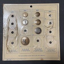 Vintage Metal Button Salesman Sample Display Card BUTTON GUILD Olympic Discus  picture
