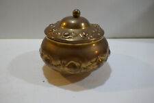 Vintage  6 inch  Brass Bowl w lid  & Floral Design all around. picture