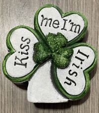 Kiss Me I’m Irish Shamrock Garden Stone Decor Clover picture