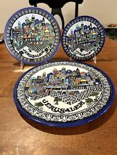 Vintage Jerusalem Holy Land Armenian Art Pottery set of three plates picture