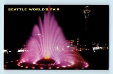 Seattle World's Fair 1962 Night View International Fountain Space Ne Postcard C7 picture