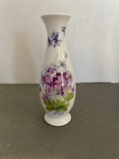 Vintage The Toscany Collection Bud Vase white with purple flowers 6.5” x 2.5” picture