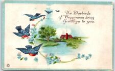 The Bluebirds of Happiness bring Greetings to you - Landscape Scene Art Print picture