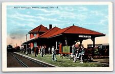 Depots~Lawton Oklahoma~Frisco Railroad Passenger Station Scene~Vintage Postcard picture