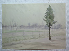 Antique Watercolour On paper Signed landscape By Country With Trees Undress P28M picture