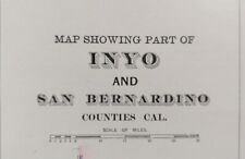 1893 INYO & SAN BERNARDINO COUNTIES CALIFORNIA Map ~ Old Antique Original  picture