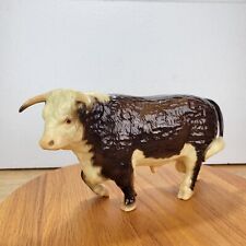 Vintage 1950s Breyer Glossy Walking Horned Hereford Bull USA #71 Unmarked Rare picture