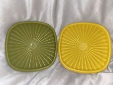 2-TUPPERWARE Servalier Replacement LID Yellow 841.4 & Green 841.2 Square 6-5/8” picture