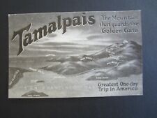 Old Vintage c.1910 - TAMALPAIS - Advertising Card - Map / Greatest One-Day Trip picture