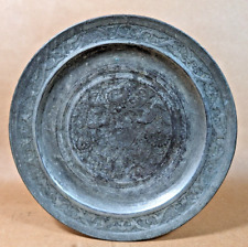 Antique Floral Carved Decorative Pewter Plate picture