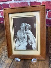 RARE Vintage - Early 1920's POSTCARD In an ANTIQUE PHOTO FRAME Mother & Daughter picture