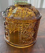 Vtg Fairy Lamp Amber Stars And Bars Indiana Glass TOP ONLY Honey Gold 6