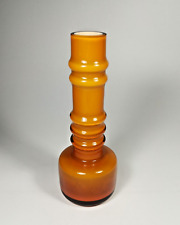 Vtg ALSTERFORS Sweden Per Olof Strom Butterscotch/Orange White Cased Glass Vase picture