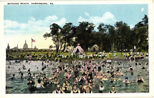 Bathing Beach Harrisburg Pennsylvania Divided Unposted Postcard c1915 picture