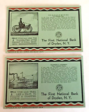 Antique Auto & Steamboat Themed  Ink Blotters, 2 diff. 1st Nat'l Bank, Dryden NY picture