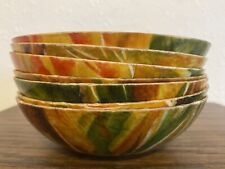 Vintage Fiberglass Bowls, Vintage Fruit Pattern Bowl Set Of 7 picture