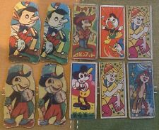 10 Disney Menko Japanese Trading Cards Mickey Mouse, Peter Pan, Pinocchio, Duck picture