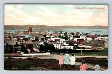St John-New Brunswick, Birds Eye View St John and Bay, Vintage Souvenir Postcard picture