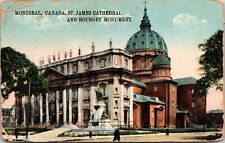 Historic St James Cathedral & Bourget Monument Montreal Canada DB WOB Postcard picture