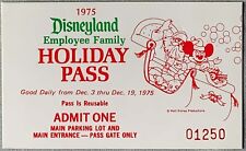 Very Rare Unused 1975 Disneyland Employee Family Holiday Pass Admission Ticket picture