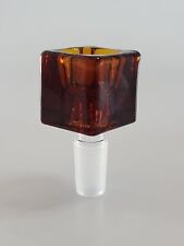 14MM Amber Cube Bowl Quality Glass Water Pipe Bong Hookah Replacement picture