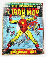 Marvel Comics #47 The Invincible Iron Man Birth of Power Metal Sign 15.5