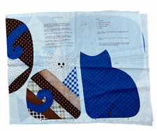 Cat Calico Patchwork Kitty Cut & Sew Fabric Screen Print Panel Brown Blue Kitty picture