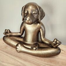 Pier 1 Meditating Zen Yoga Dog Art Sculpture Bronze Ceramic Statue Figurine   picture