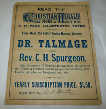 1890's Christian Herald Magazine Broadside Advertisement Poster picture