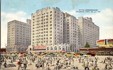VTG Postcard, Hotel Ambassador, Atlantic City, NJ, Beach Scene, Postmarked 1954 picture