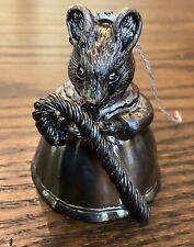 Pewter Mouse Holding Candy Cane LUNT Silversmith Bell Christmas Ornament picture