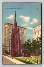 New York City NY-New York, Trinity Church, Religion, Vintage c1939 Postcard picture