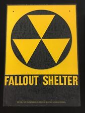 VTG NOS 1950s Civil Defense Fallout Shelter Steel Sign Cold War Atomic Bomb picture
