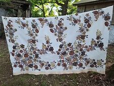 Vintage Chatham Blanket Tan Brown Roses Floral Shabby Acrylic Satin Edge Queen picture