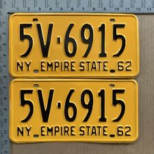 1962 1963 New York license plate pair 5V 6915 YOM DMV Westchester 13639 picture
