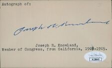 Joseph Knowland California Congressman Signed 3x5 Index Card JSA Authenticated picture