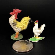2pc VTG Miniature Rooster Chicken Plastic Figure 1-in to 1 1/2-in high Hong Kong picture