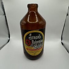 Vintage Stroh’s Beer Bohemian Style Glass Bottle; 12oz picture