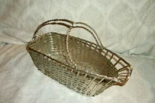 1940s FRENCH WINE POURER CHAMPAGNE WOVEN BASKET SILVERPLATE WIRE BARWARE VINTAGE picture