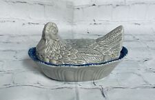 Vintage Blue & White Ceramic Hen on Nest  picture