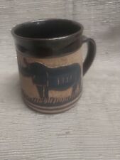 Vintage SIGNED Douglas Lentsa South African Pottery Mug Rhino  picture