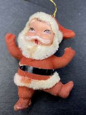 Vintage Flocked Santa Elf Ornament 3