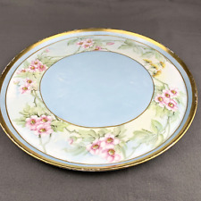 Antique T&V Limoges Floral Round  Platter Dresser Vanity Serving Tray 16