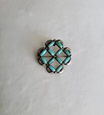 Vintage Zuni Native American Petit Point Turquoise Pin Pendant picture