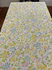 Vintage Pequot Double Flat Sheet Yellow Blue Pink Floral Cotton Poly Blend picture