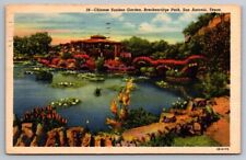 San Antonio TX Texas Postcard Chinese Sunken Garden Breckenridge Park Floral VTG picture