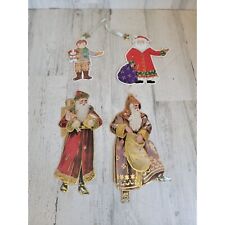 Vintage cardboard Santa Claus boy puppy set ornament Xmas picture
