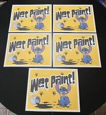 Original Disney World Stitch Wet Paint Sign Poster Print Park Prop Lot of 5 New picture